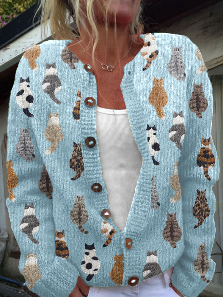 Charlotte™ | Hyggelig cardigan med katteprint