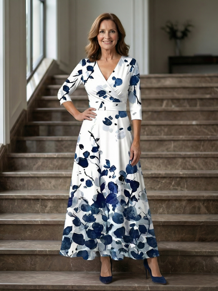 Morwenna | Slå-om-maxikjole med blomstermønster