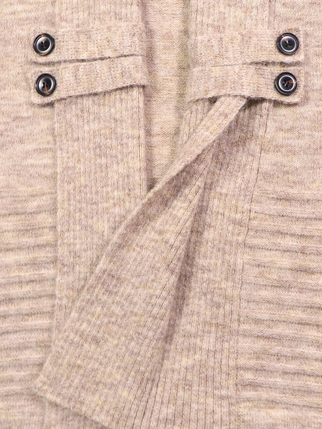 Harlow™ | Havrebeige ribstrikket cardigan med knapstropper