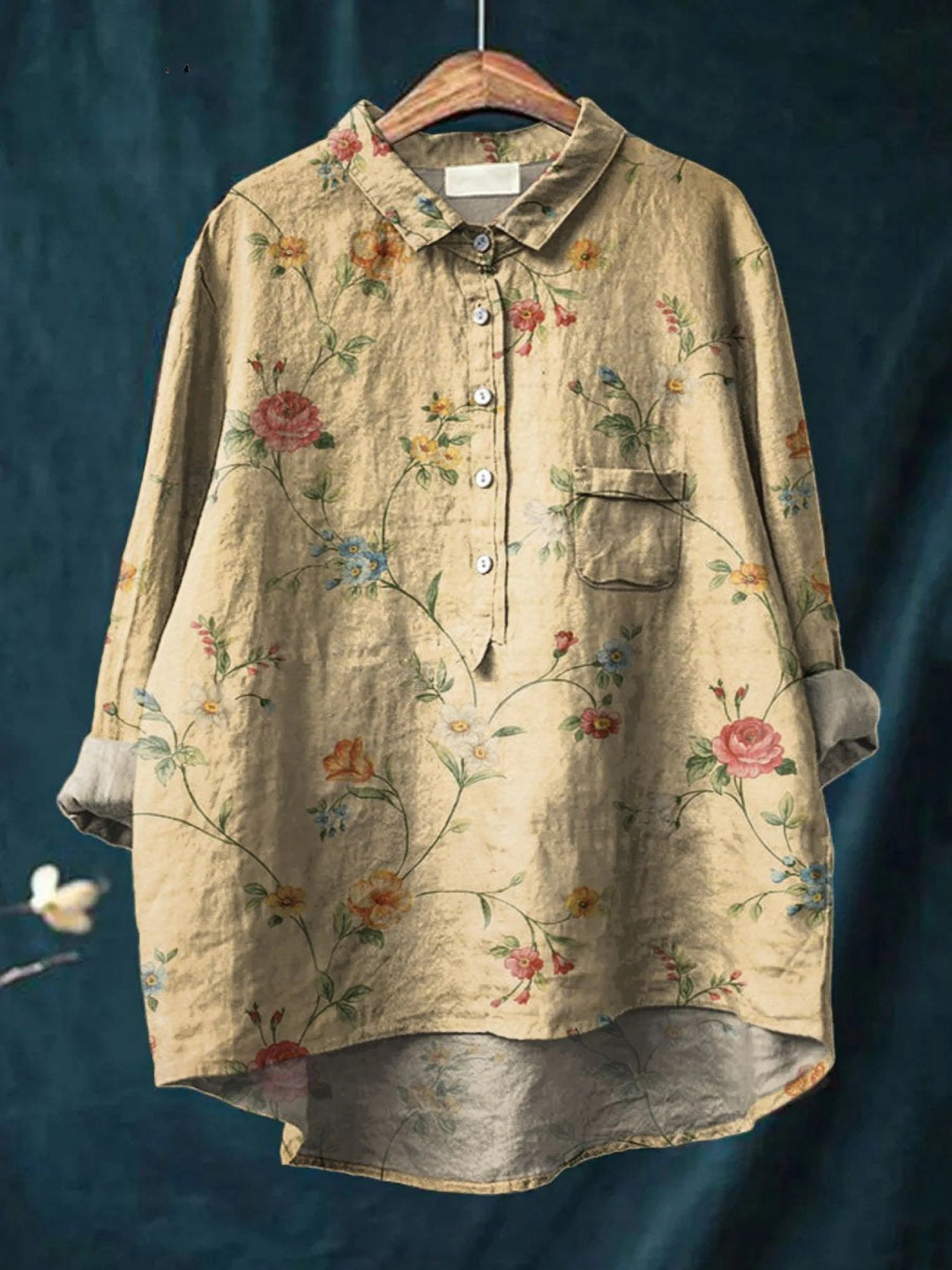 Mariah | Casual skjorte med vintage blomsterkunstprint