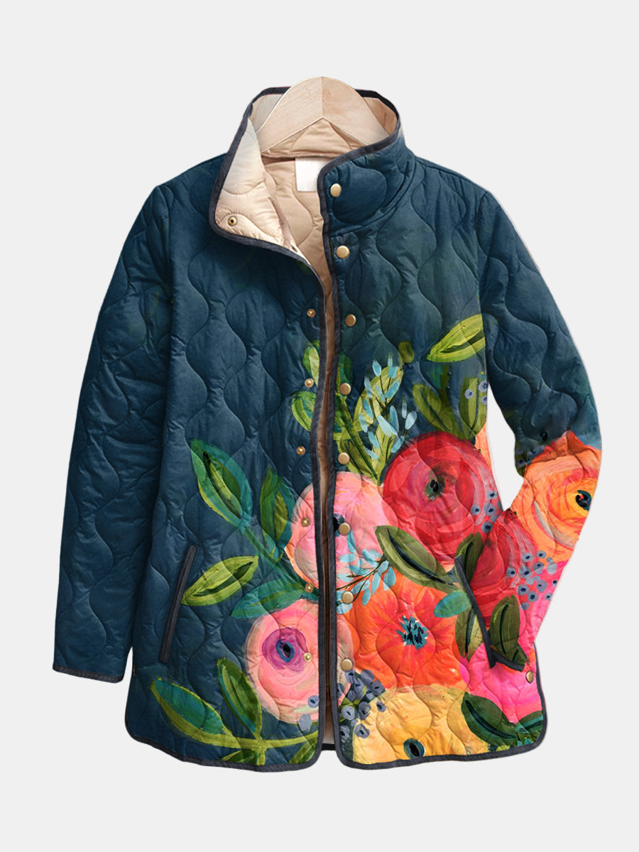 Amaya | Vintage quiltet jakke med blomstermønster