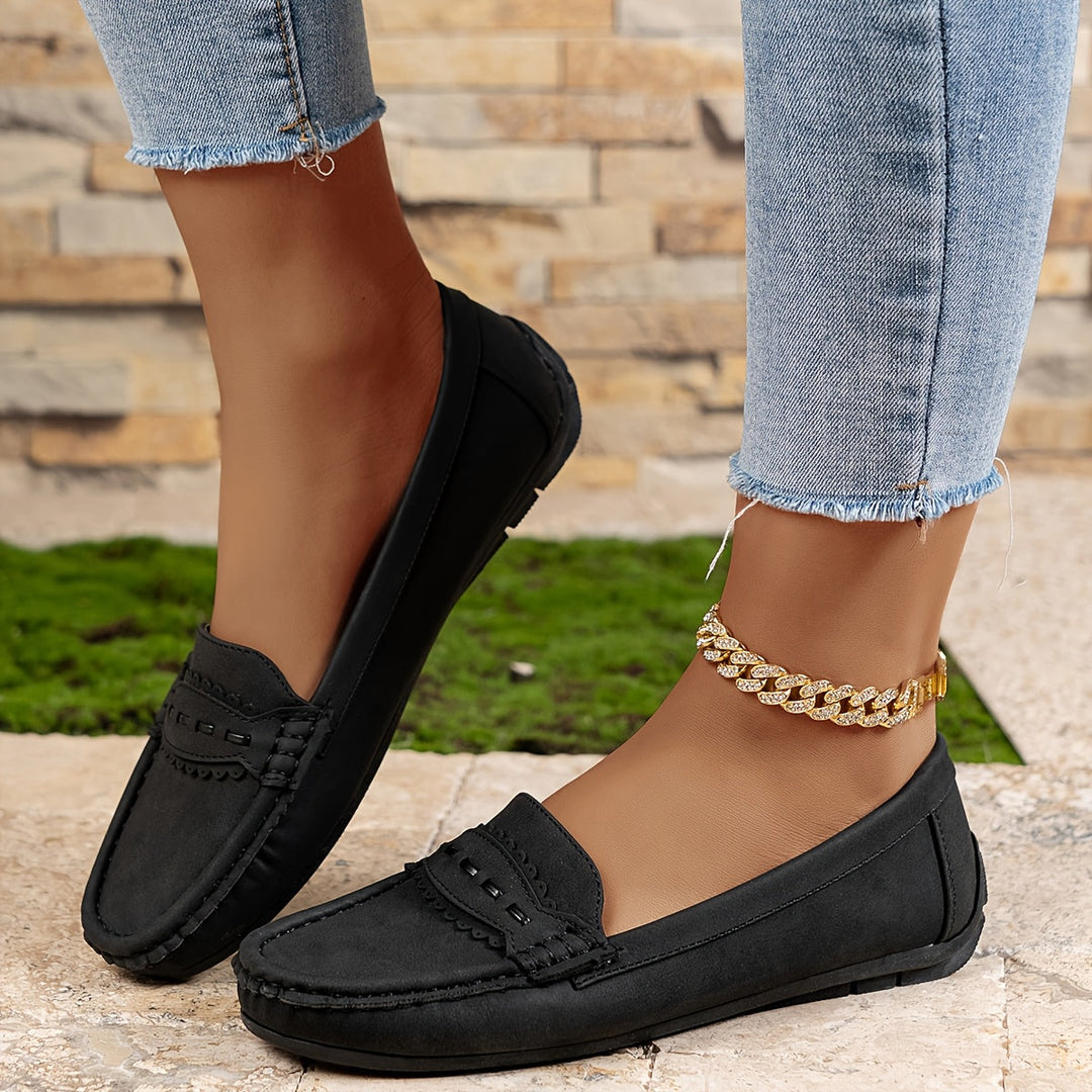 Leonie | Ruskindsloafers med bølgekant