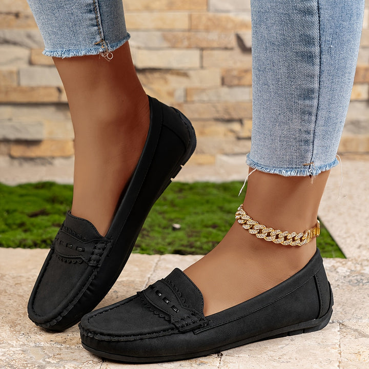 Leonie | Ruskindsloafers med bølgekant