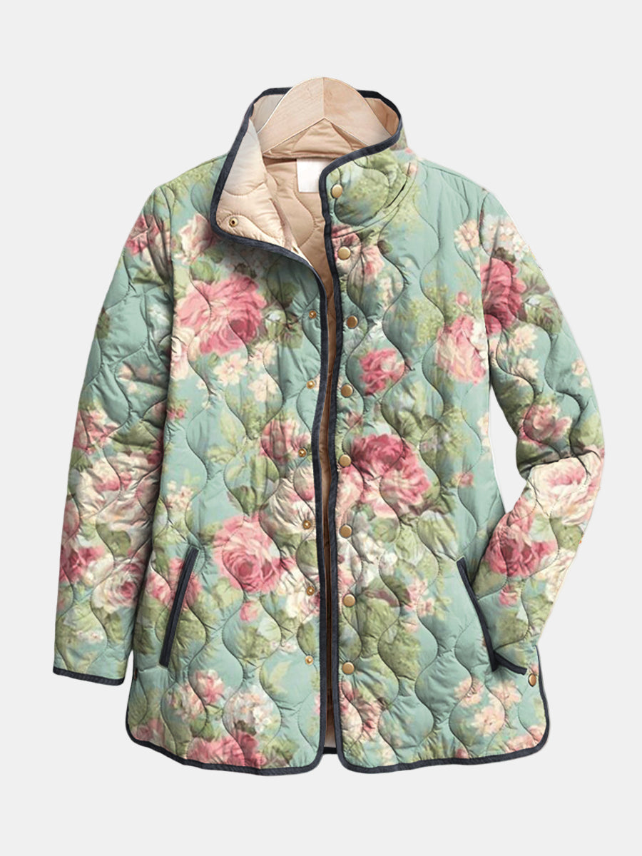 Carys | Retro quiltet jakke med blomstermønster