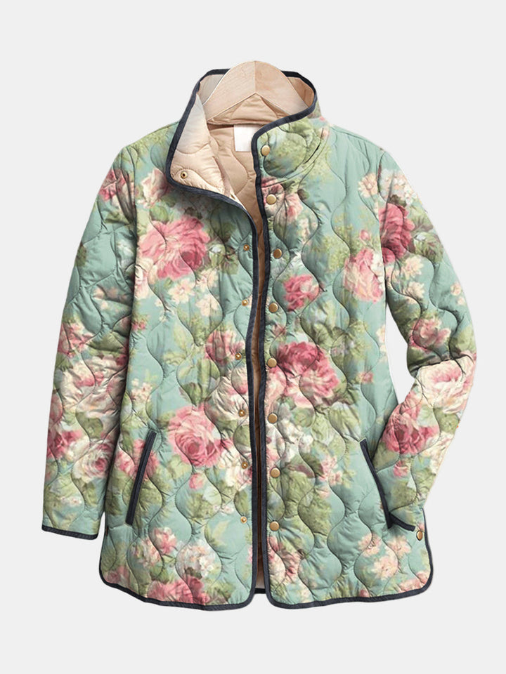 Carys | Retro quiltet jakke med blomstermønster