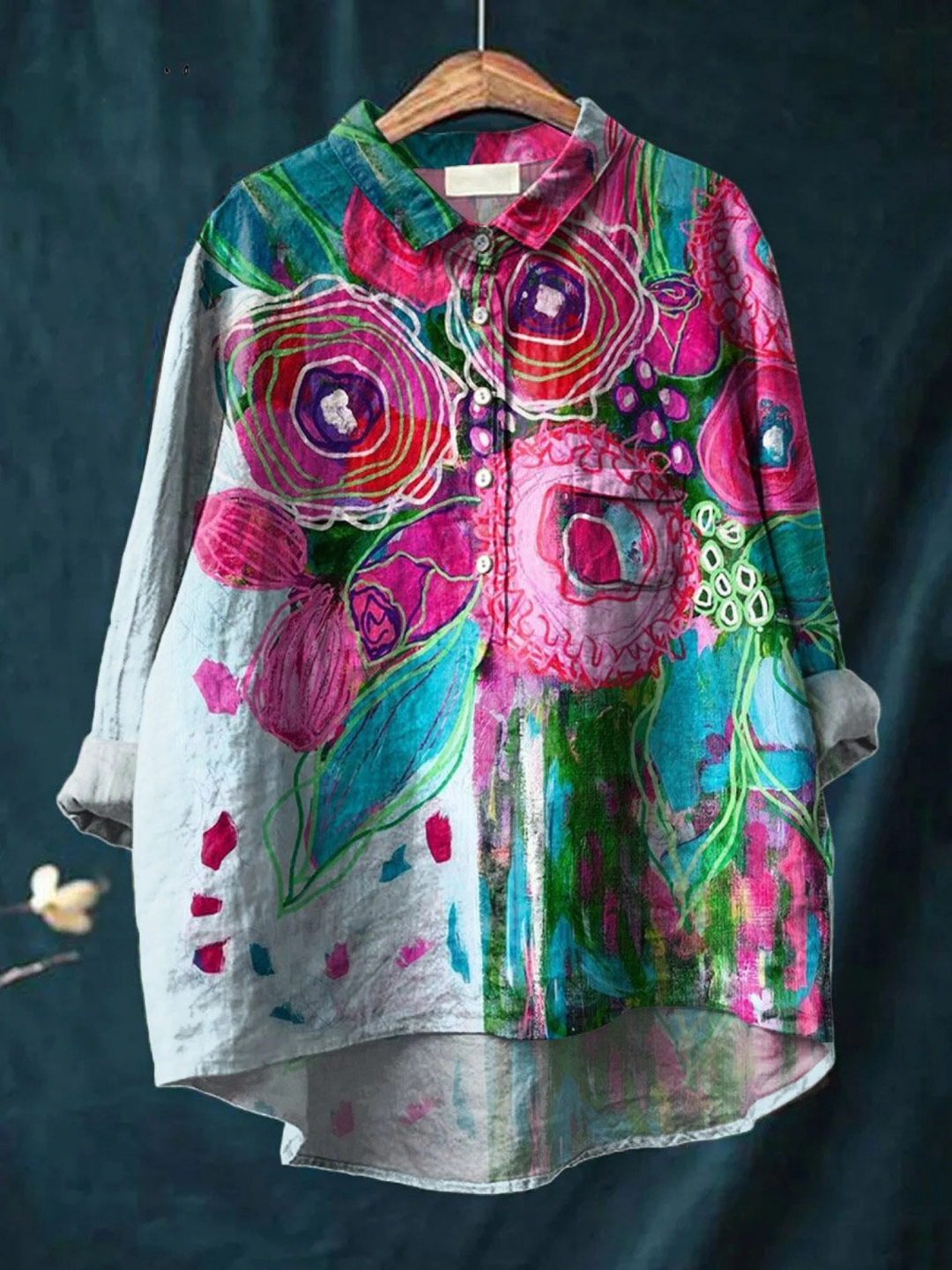 Skylar | Casual skjorte med smukt vintage blomsterkunstprint