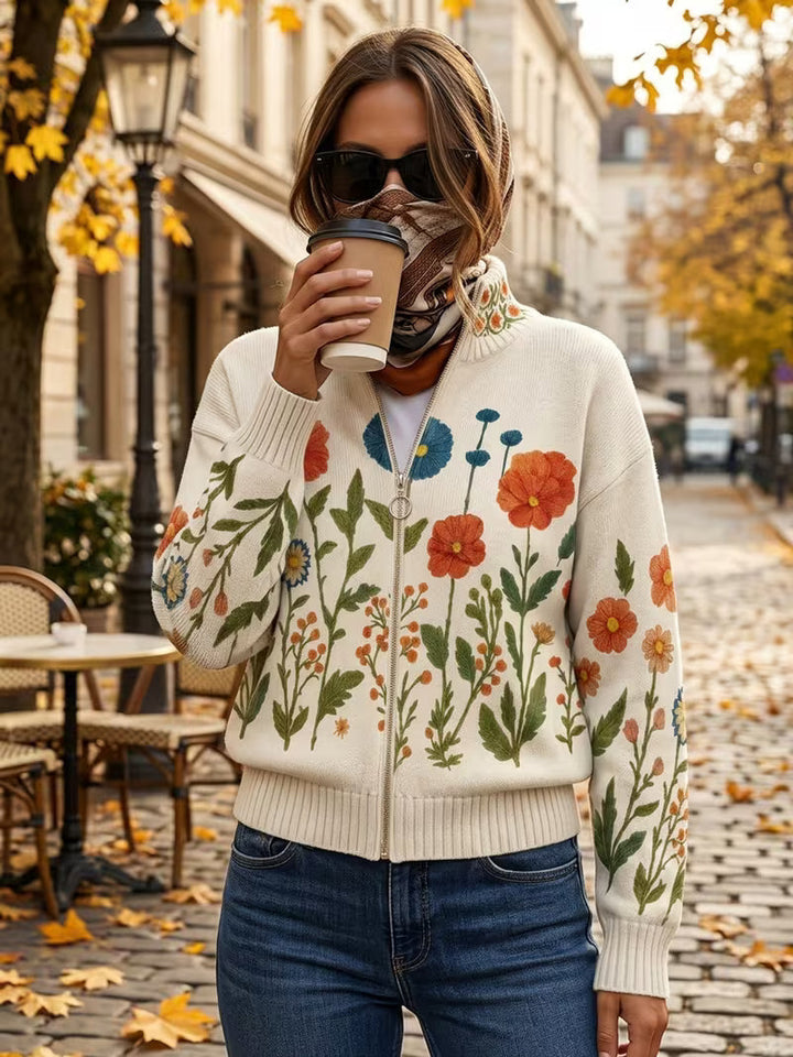 Wrenna™ | Cardigan med vildblomstereng og lynlås