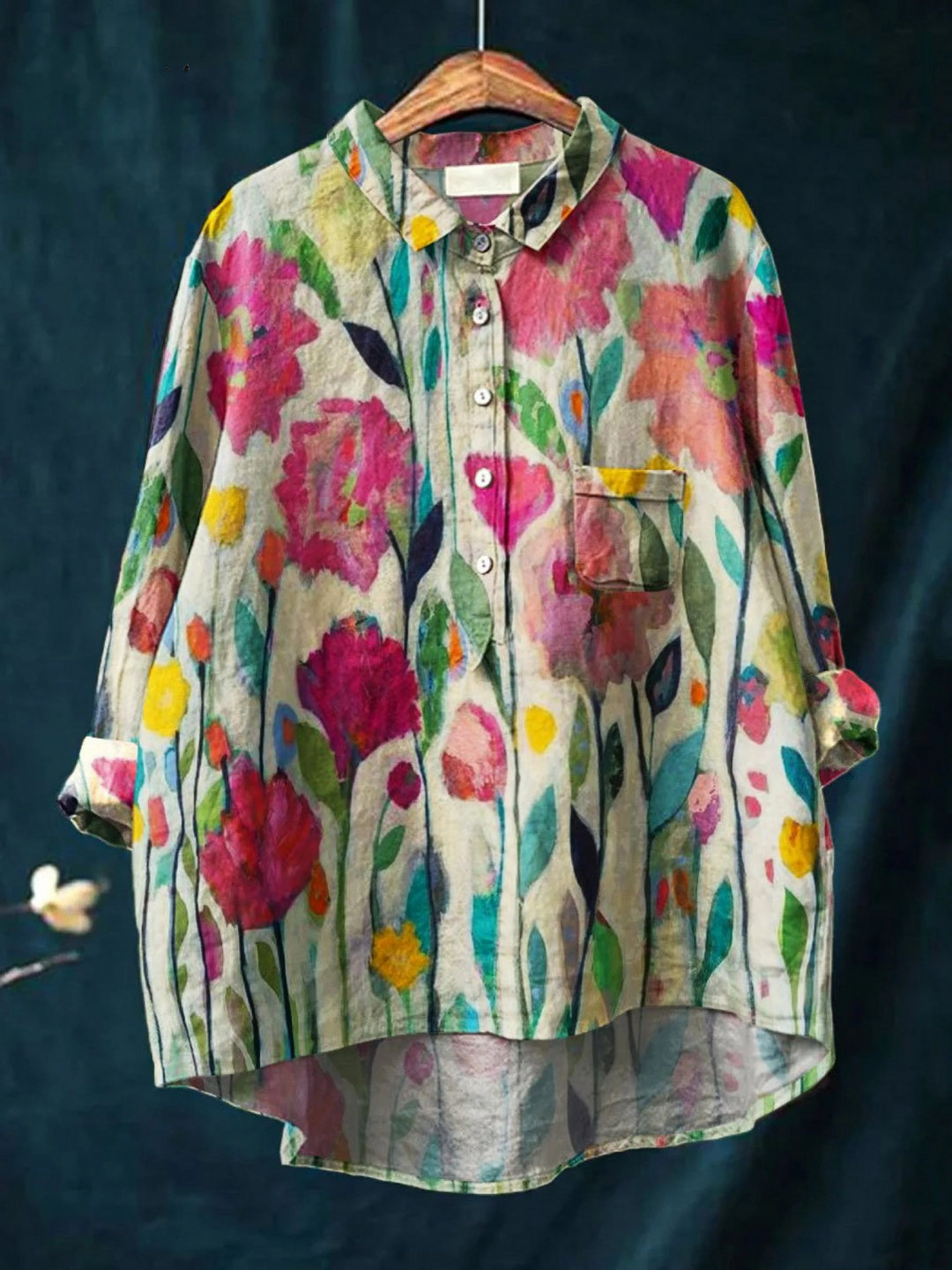 Lindsey | Casual skjorte med vintage blomsterkunstprint