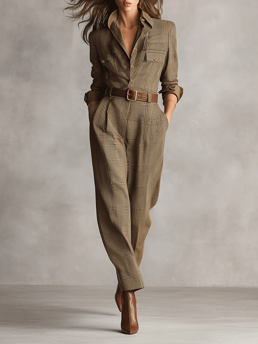 Célia | Brun jumpsuit med raffinerede detaljer