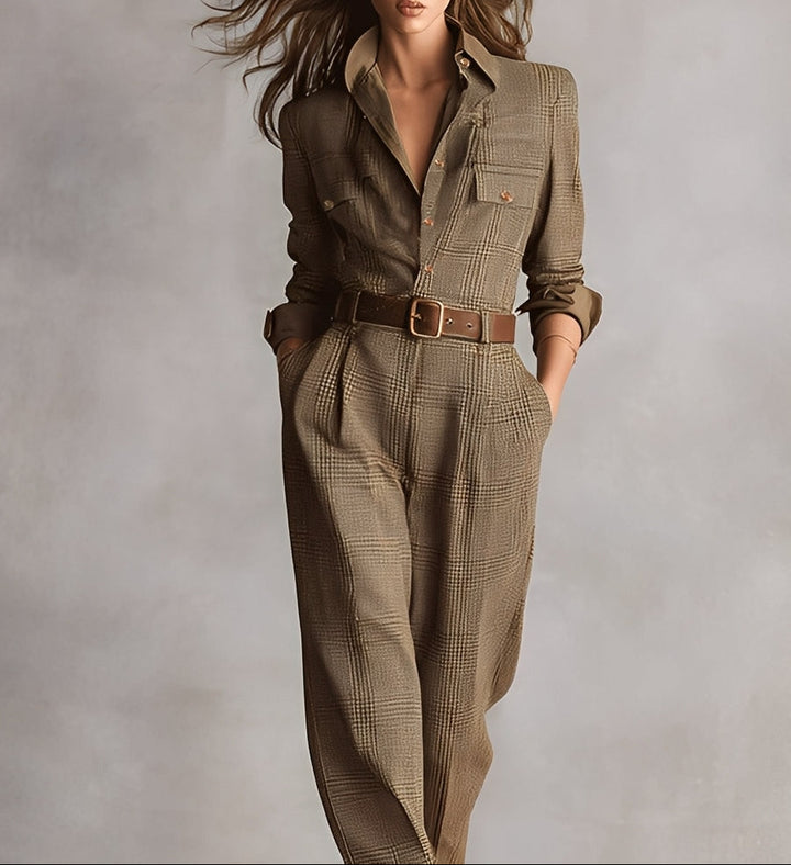 Célia | Brun jumpsuit med raffinerede detaljer
