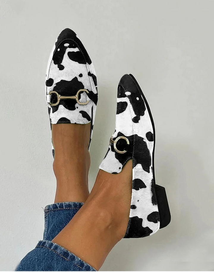 Diana - Printede loafers med spændedetalje