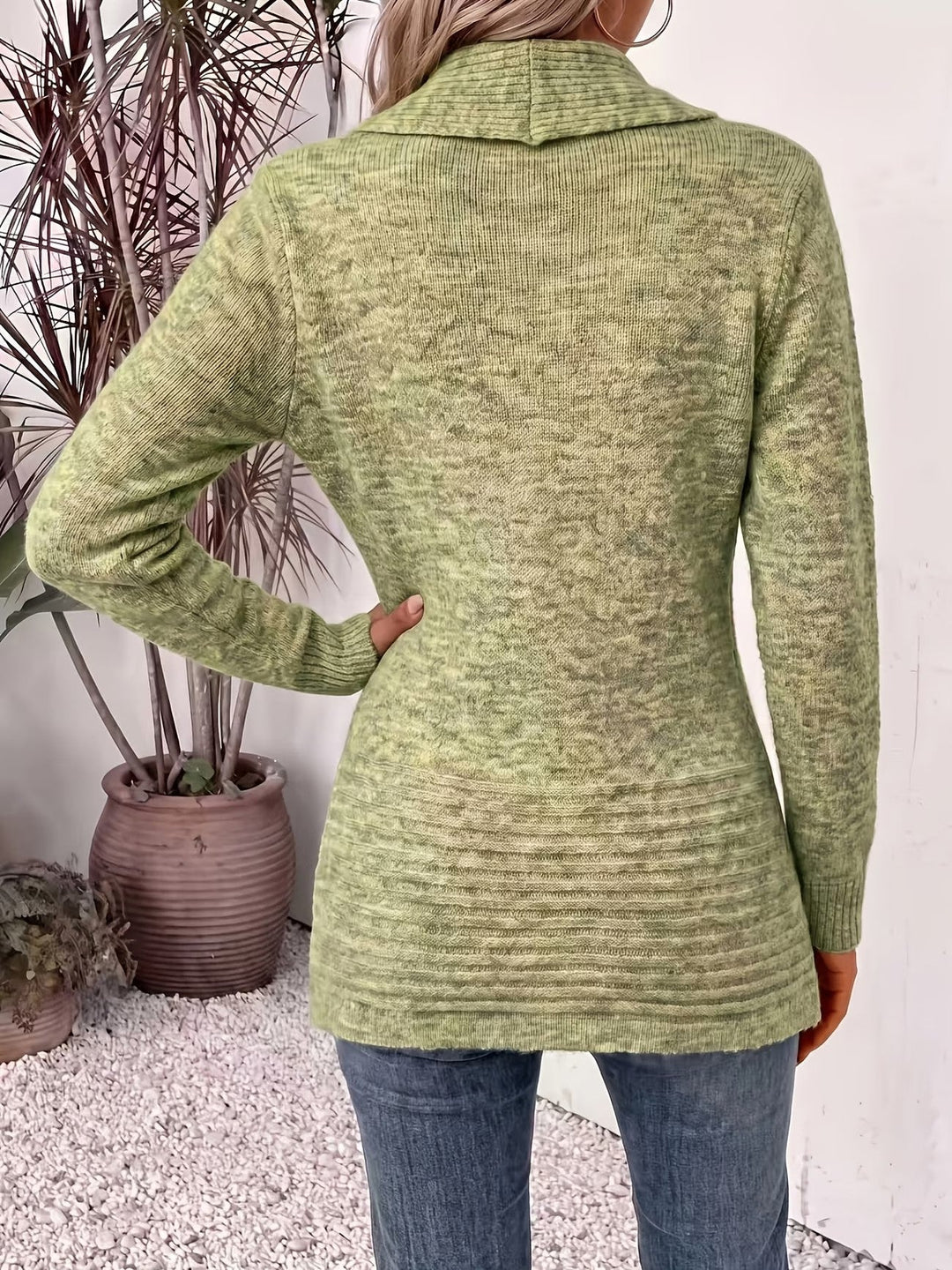 Tessa™ | Salviegrøn ribstrikket cardigan med knapstropper