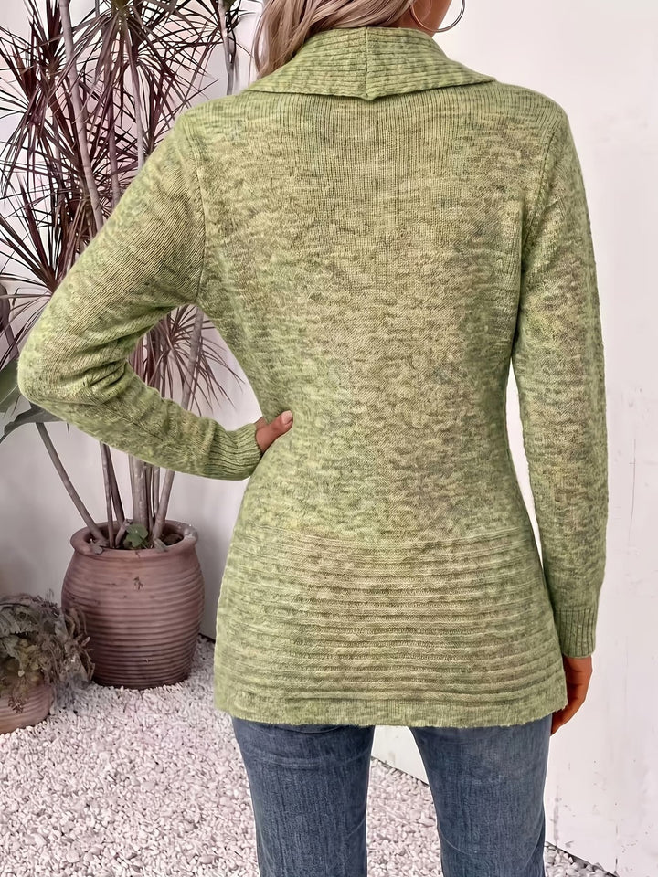 Tessa™ | Salviegrøn ribstrikket cardigan med knapstropper