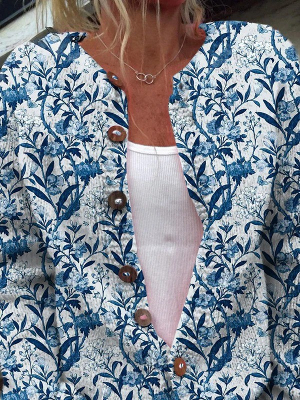 Tiverly™ | Vintage cardigan med blomsterprint og knaplukning