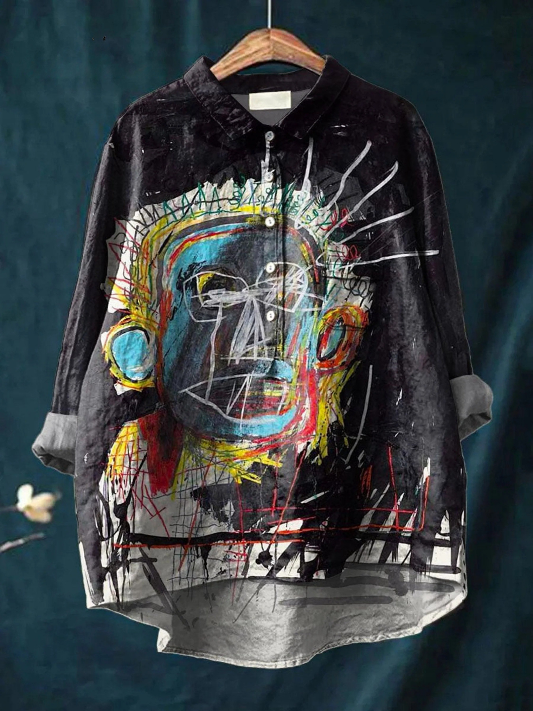 Kylie | Casual skjorte med vintage abstrakt figurkunst