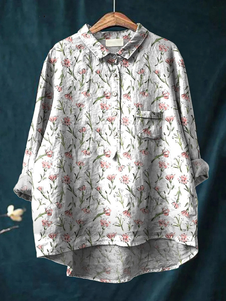 Hadley | Casual skjorte med lyserødt forårsblomsterprint