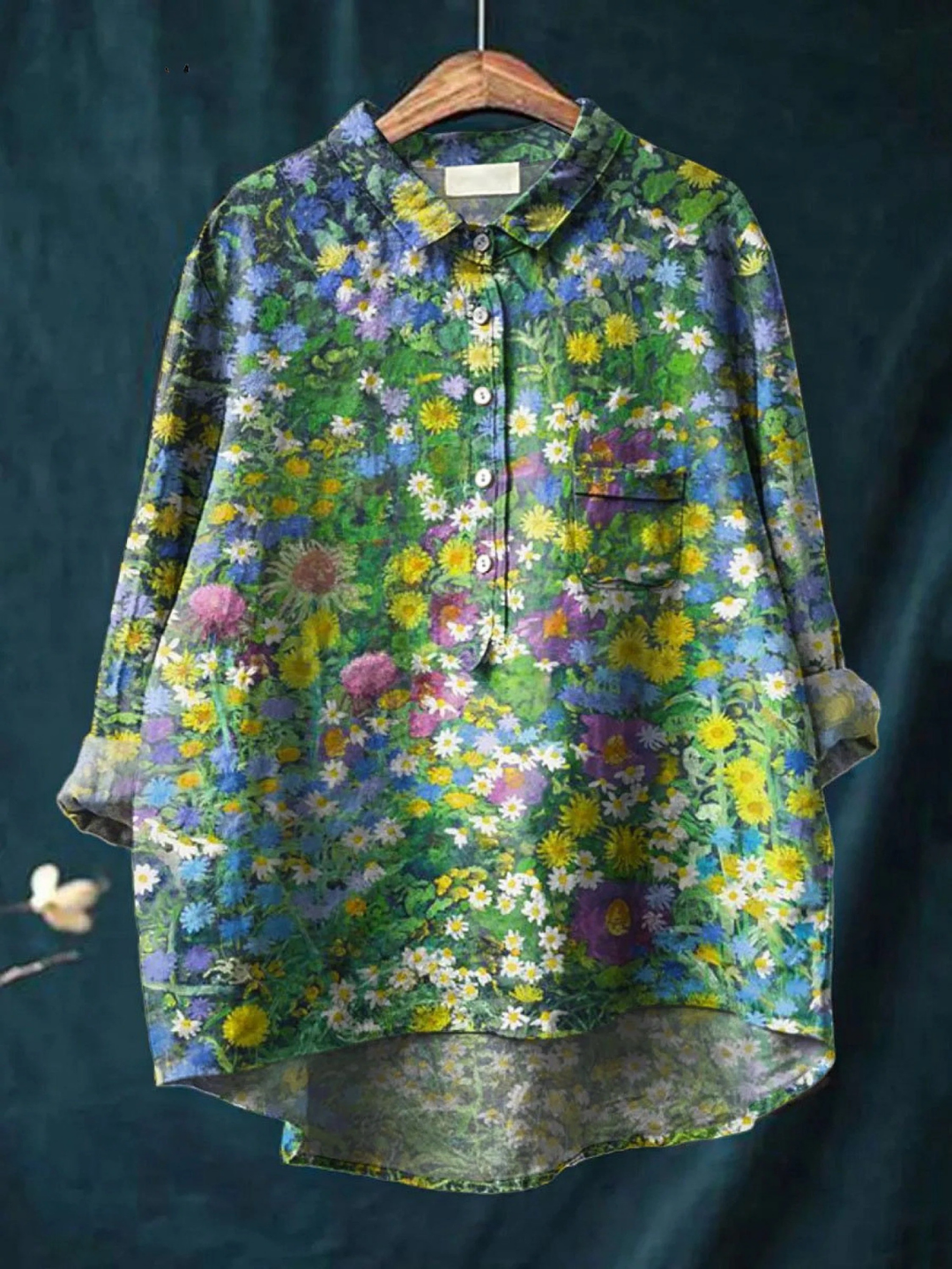 Emery | Casual skjorte med vintage blomsterkunstprint