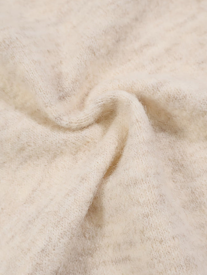 Rosalie™ | Cremefarvet ribstrikket cardigan med knapstropper