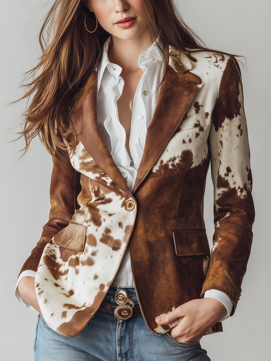 Vintageblazer til kvinder med komønster – miljøvenlig