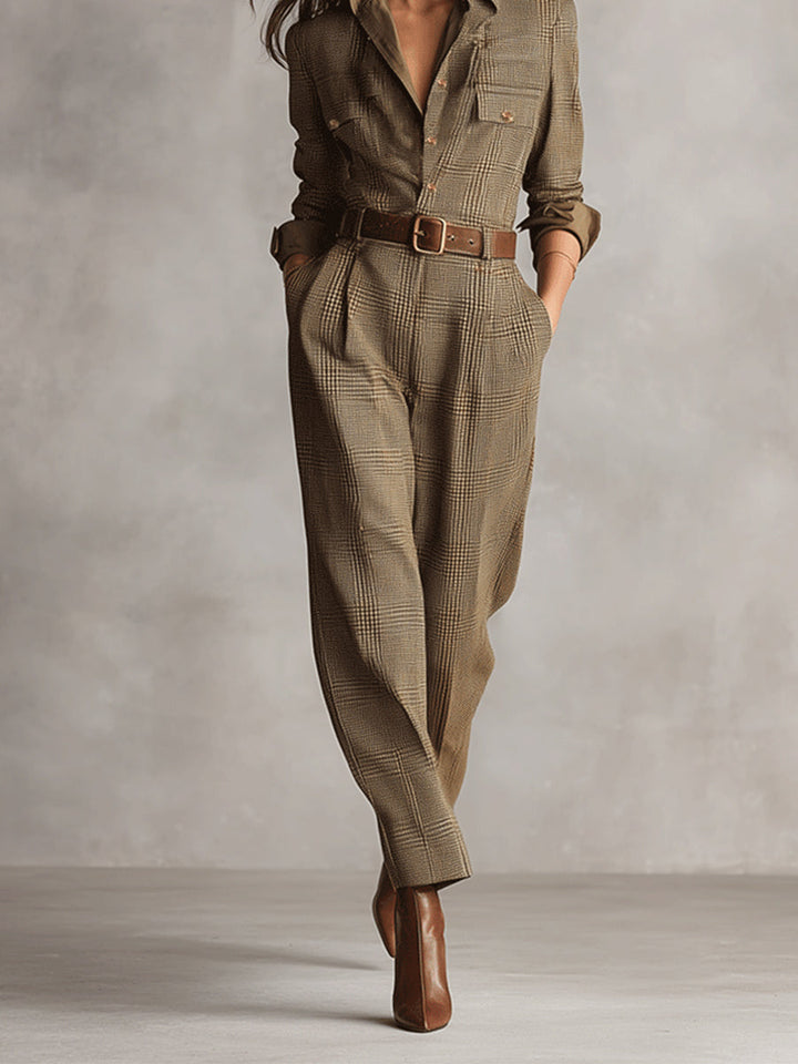 Célia | Brun jumpsuit med raffinerede detaljer