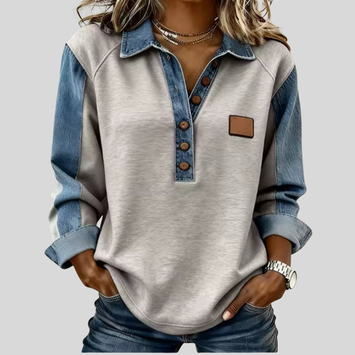 Voxanne™ | Sweater med denimkrave