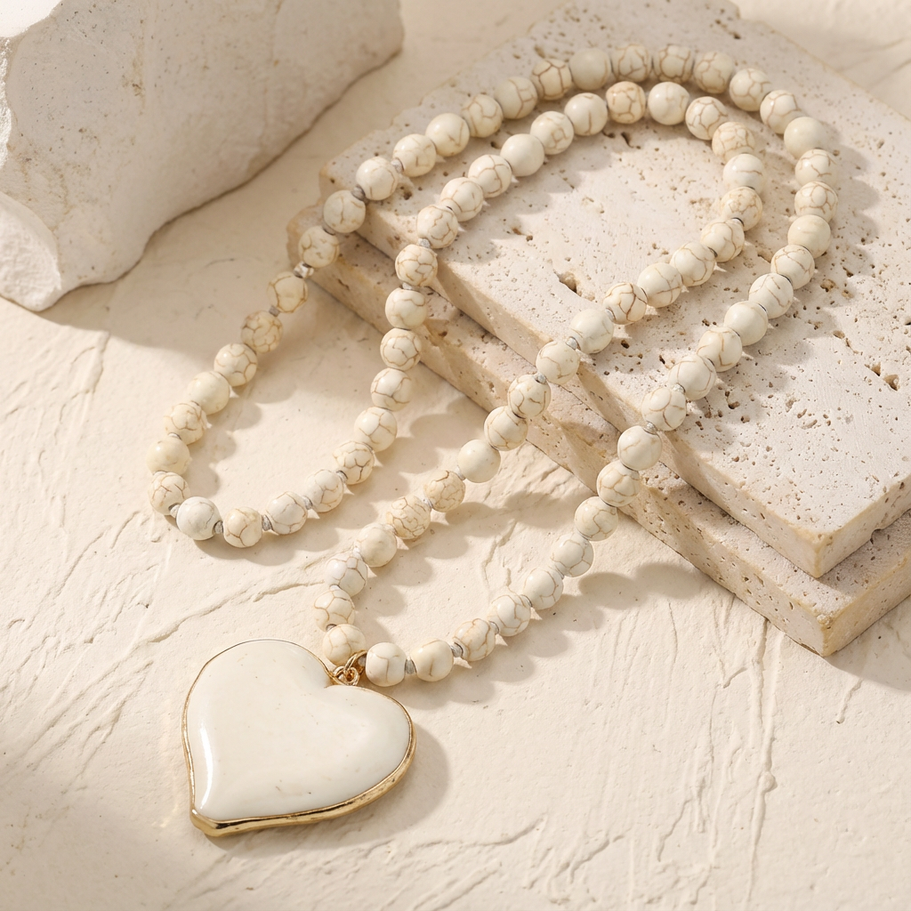 Turkis Hjerte Perlehalskæde