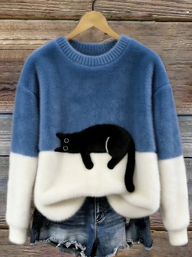 Aileen™ | Elegant oversized sweater med katteprint