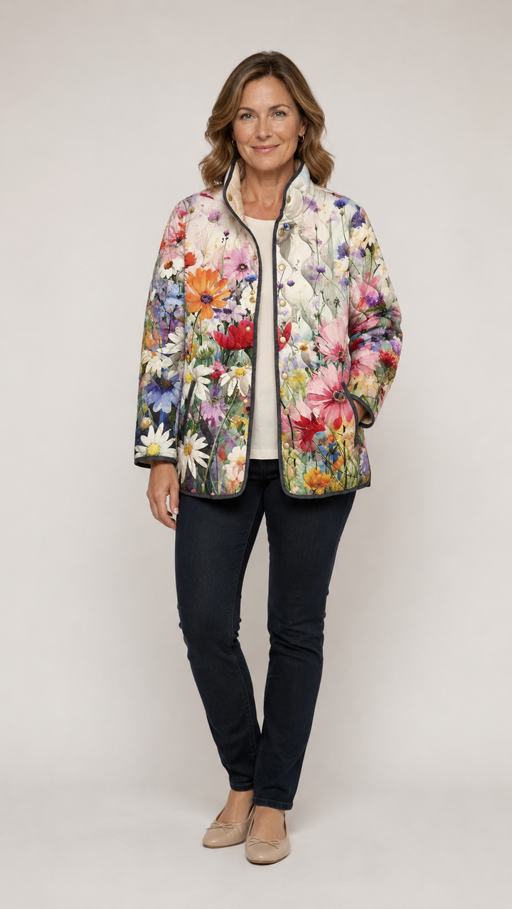 Carter™ | Charmerende vintage quiltet jakke med blomstermønster