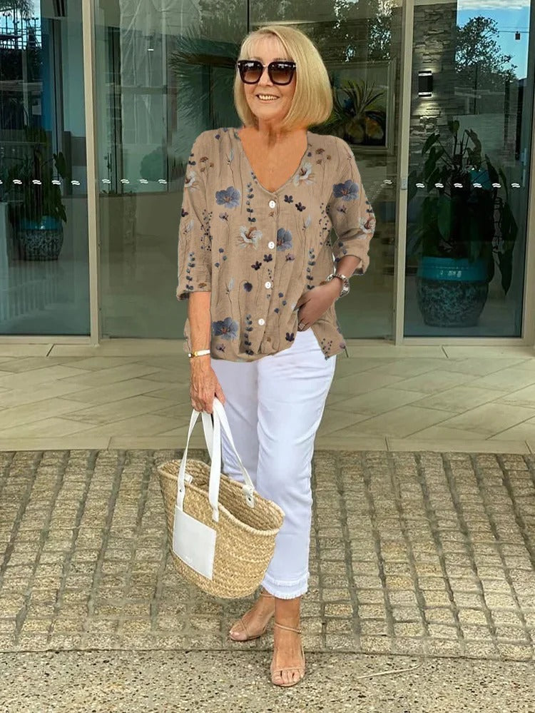 Joanne | Tunika med print og knapper