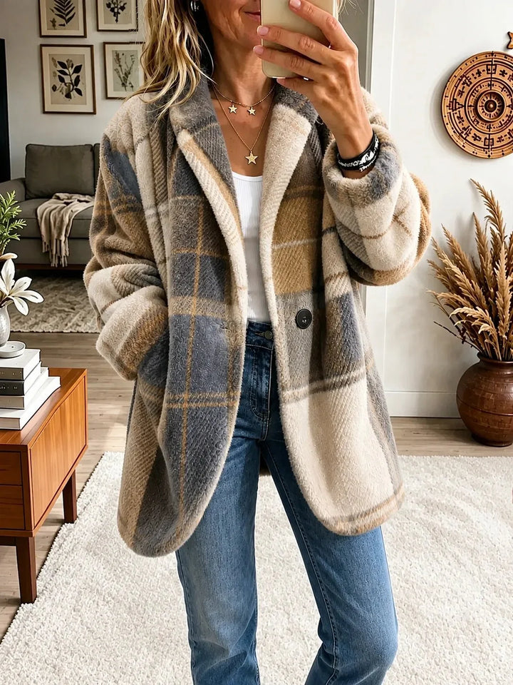 Thora – Farverig ternet cardigan