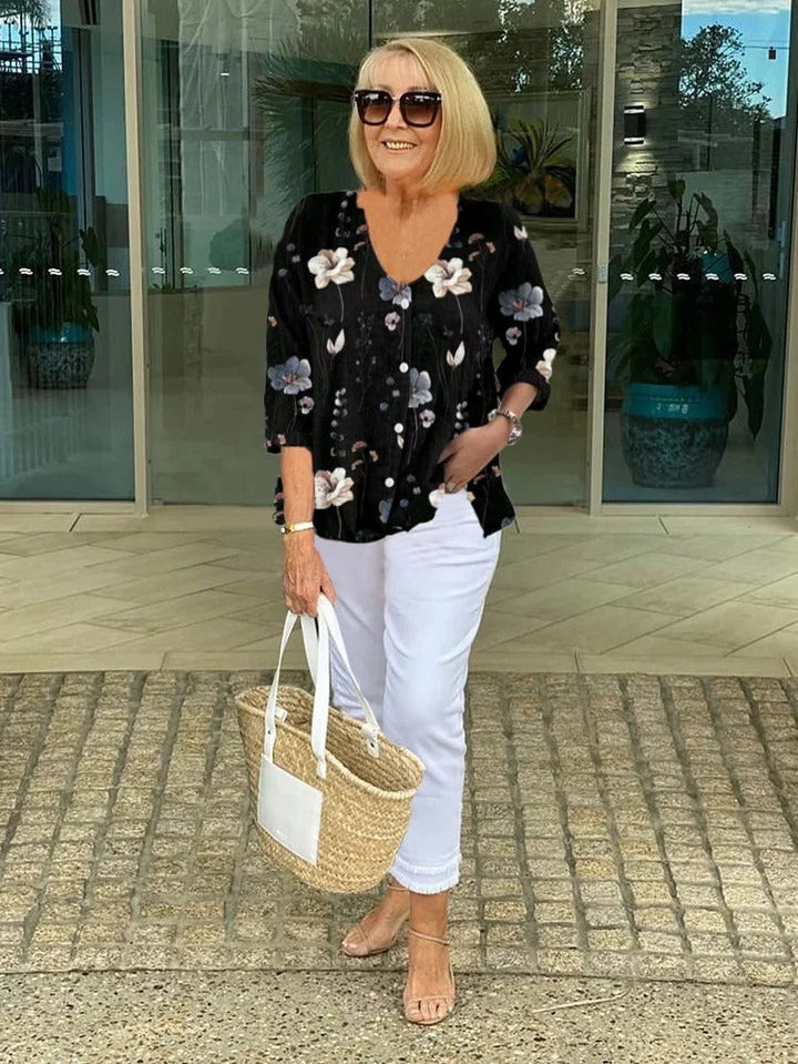 Joanne | Tunika med print og knapper