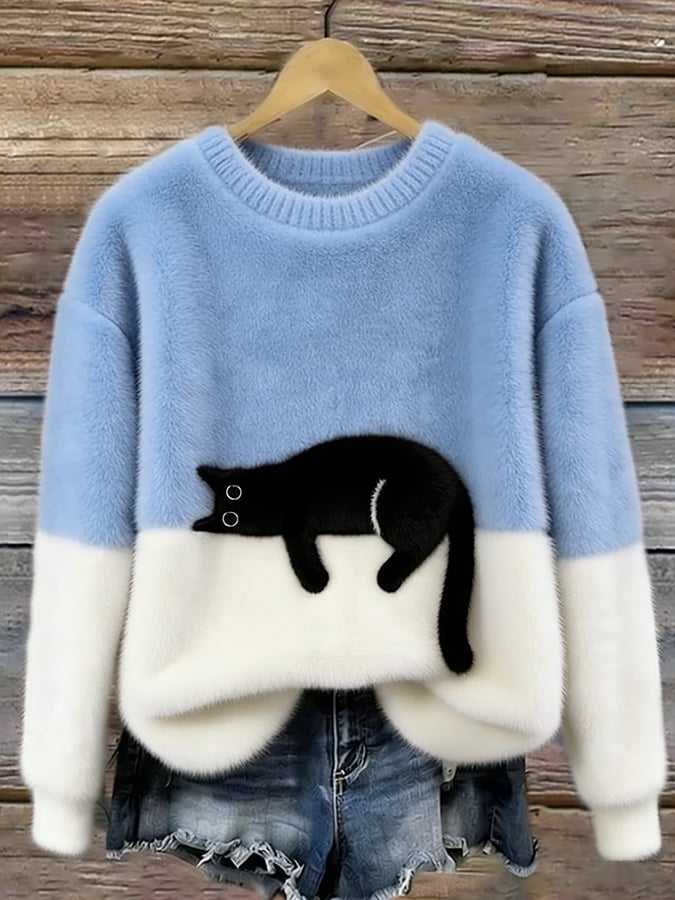 Aileen™ | Elegant oversized sweater med katteprint