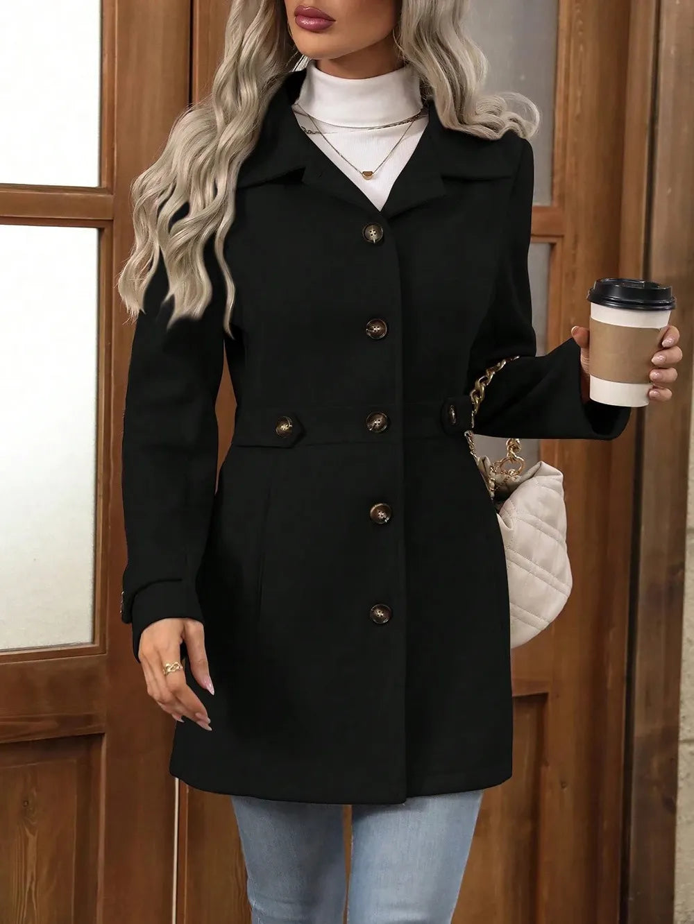 Emilia – Elegant frakke med knaplukning
