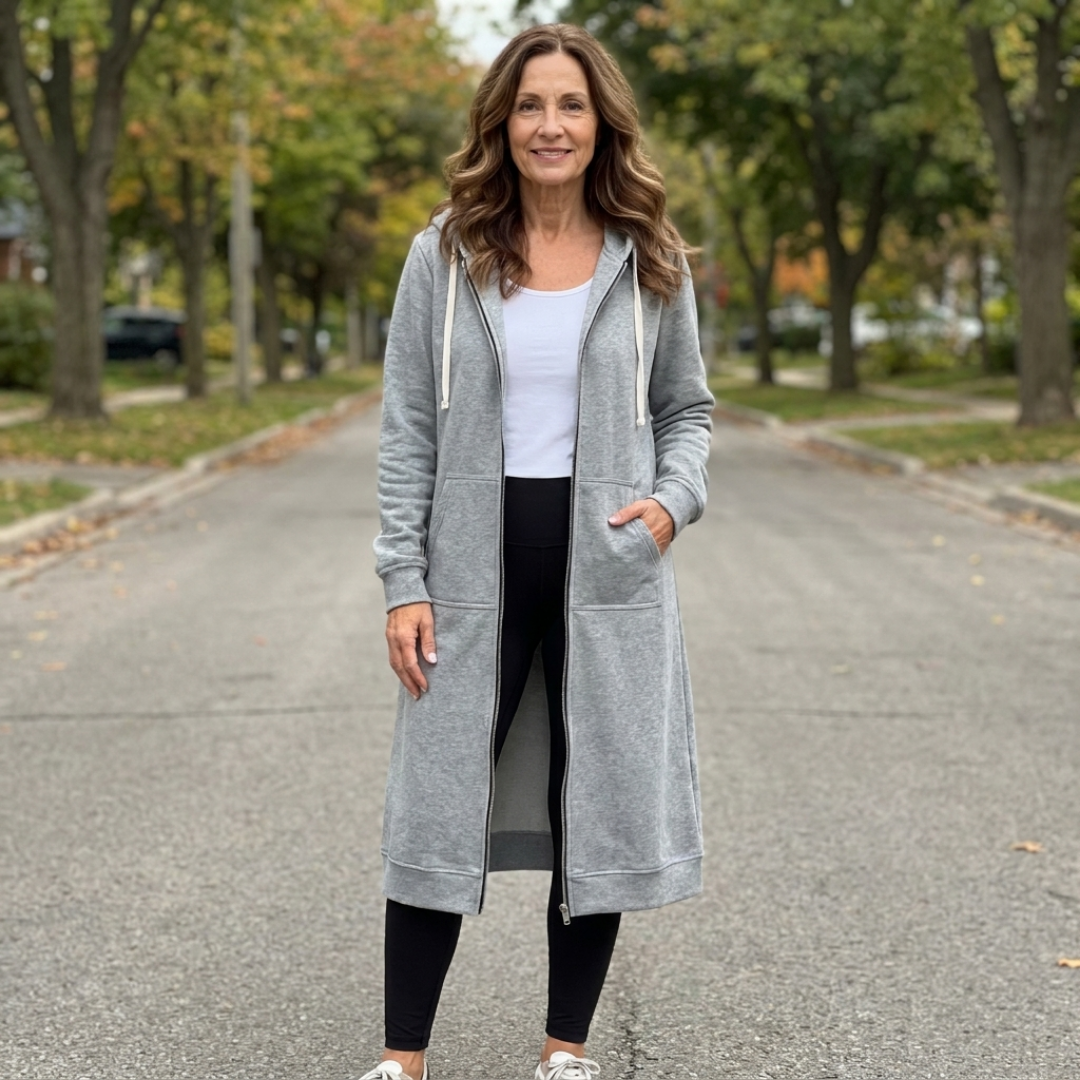 Brixley™ - Lang cardigan med lynlås og afslappet pasform