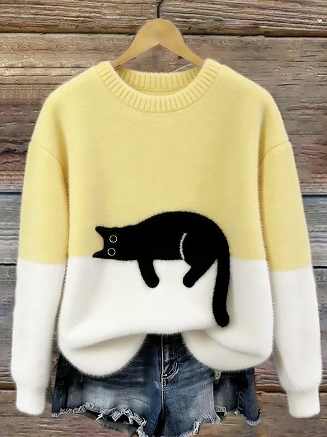 Aileen™ | Elegant oversized sweater med katteprint