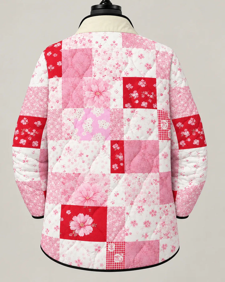 Rosalie | Quiltet patchworkjakke med romantisk blomstermønster