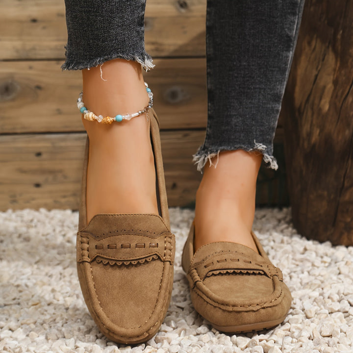 Leonie | Ruskindsloafers med bølgekant