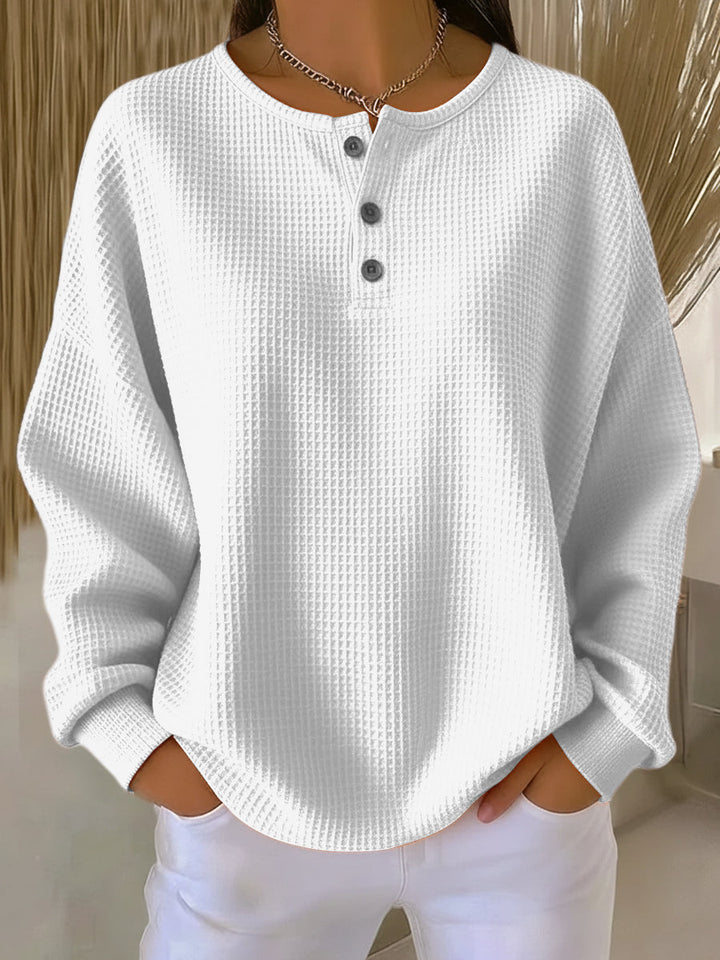 Milagros | Henley-sweatshirt med vaffelstruktur