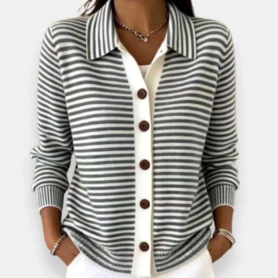 Nola™ | Stribet cardigan med knapper