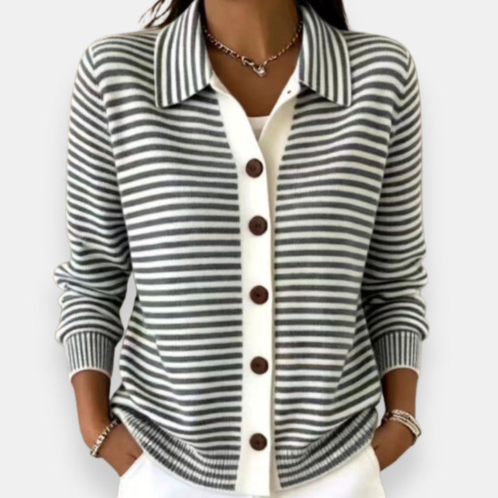Nola™ | Stribet cardigan med knapper