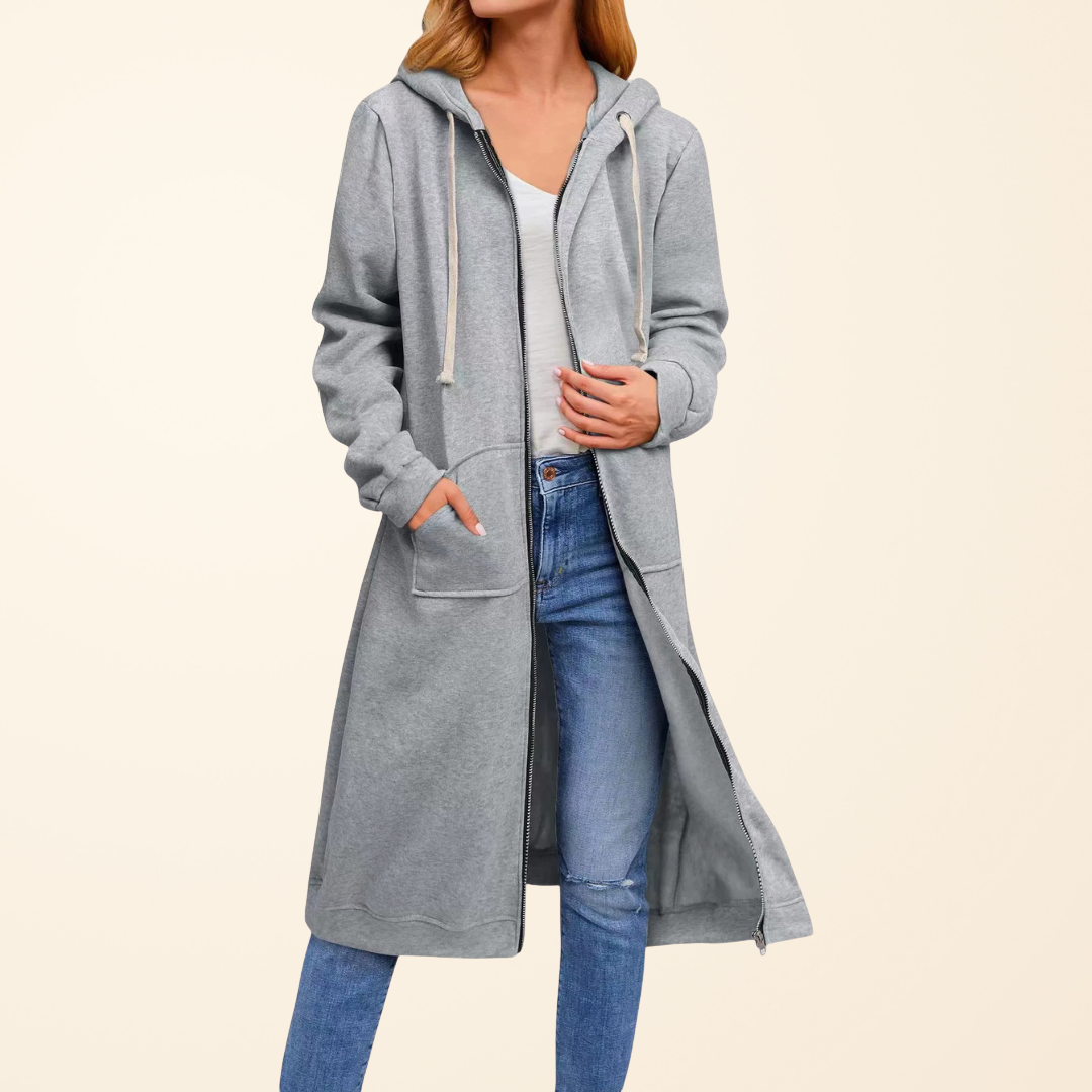 Brixley™ - Lang cardigan med lynlås og afslappet pasform