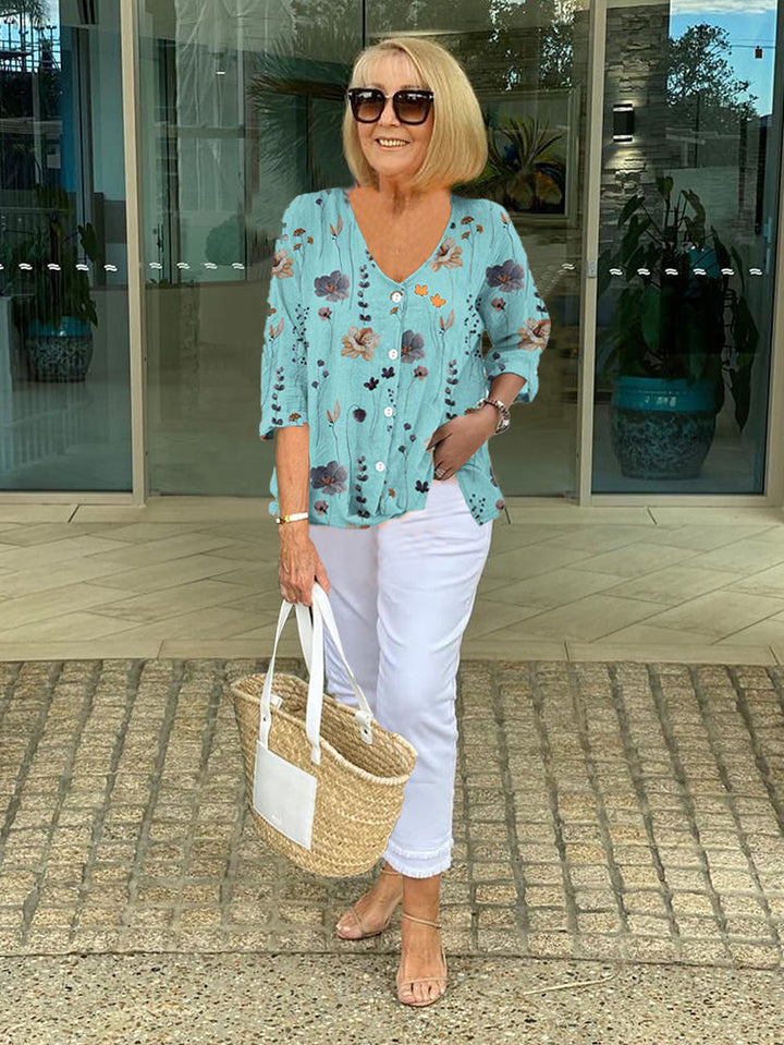 Joanne | Tunika med print og knapper