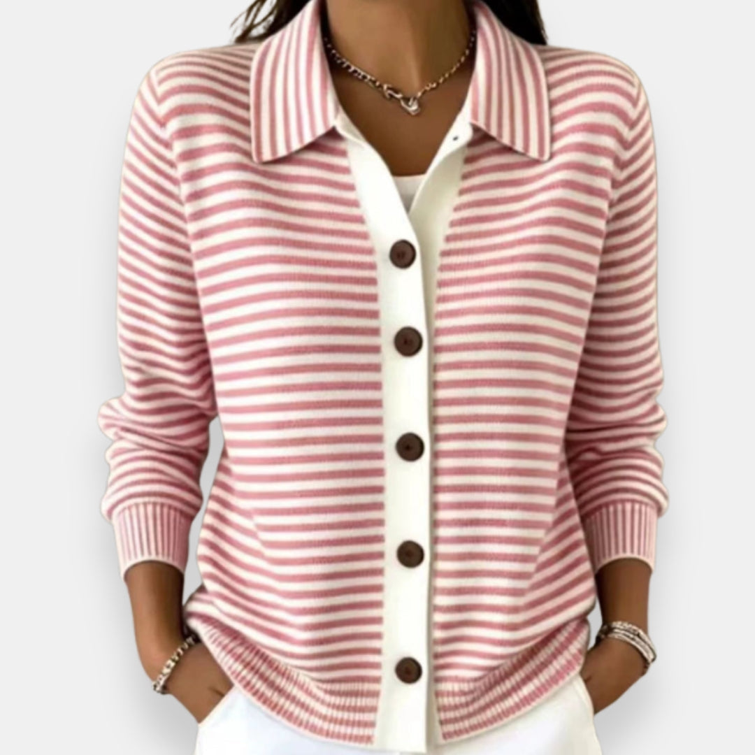 Nola™ | Stribet cardigan med knapper