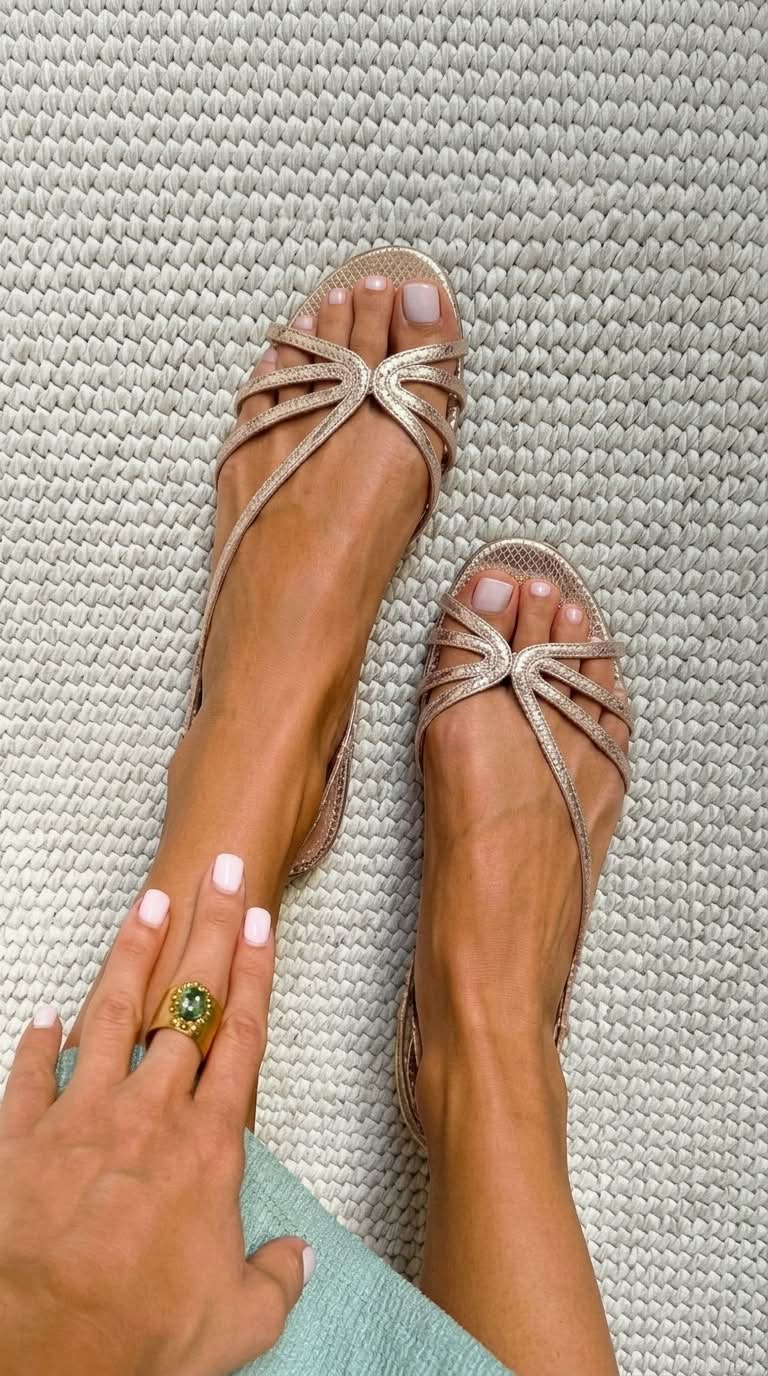 Sandaler med remme i metallic-look