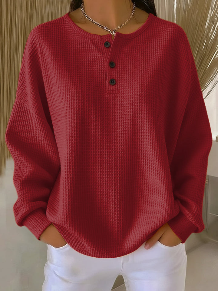 Milagros | Henley-sweatshirt med vaffelstruktur