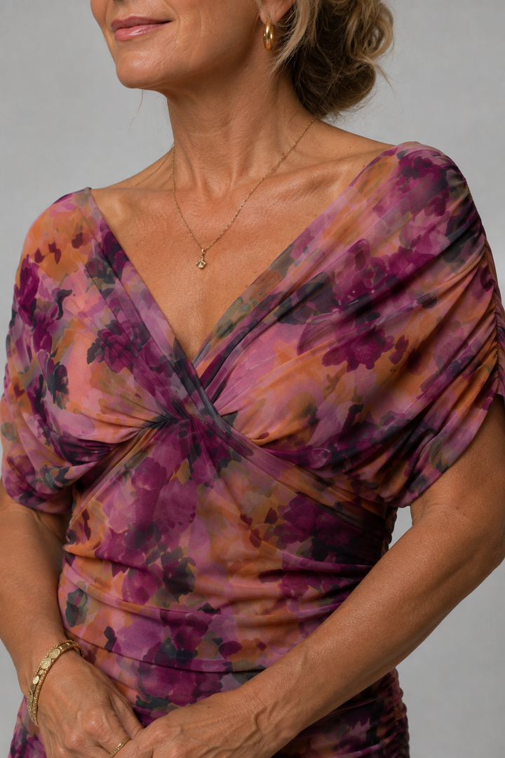Ariane | Draperet off-shoulder midikjole