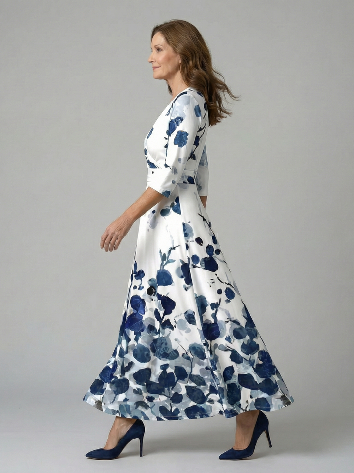 Morwenna | Slå-om-maxikjole med blomstermønster