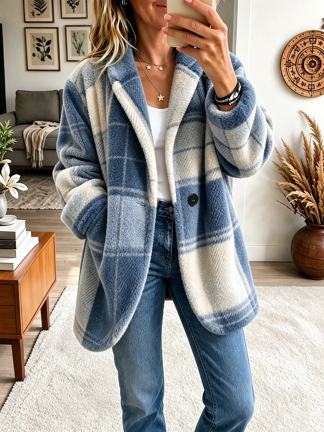 Thora – Farverig ternet cardigan
