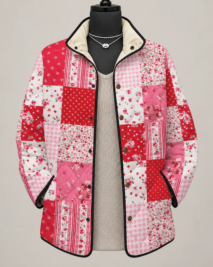 Juliette | Quiltet patchworkjakke med rosenhaveprint