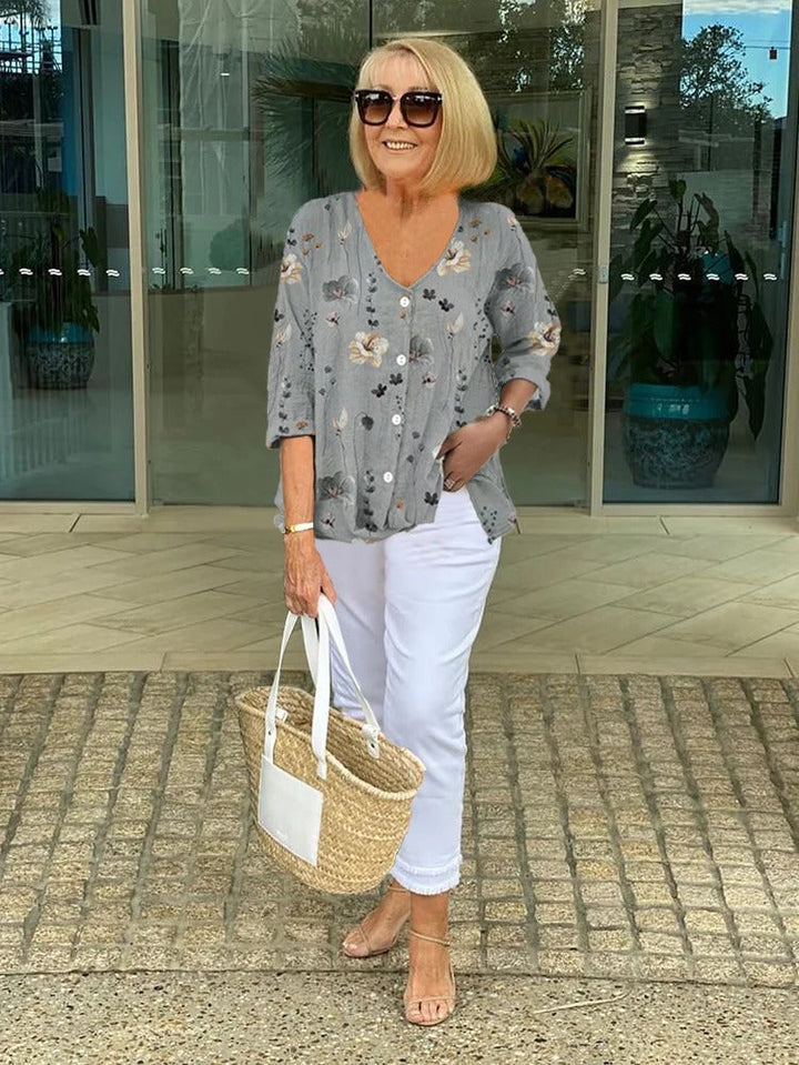 Joanne | Tunika med print og knapper